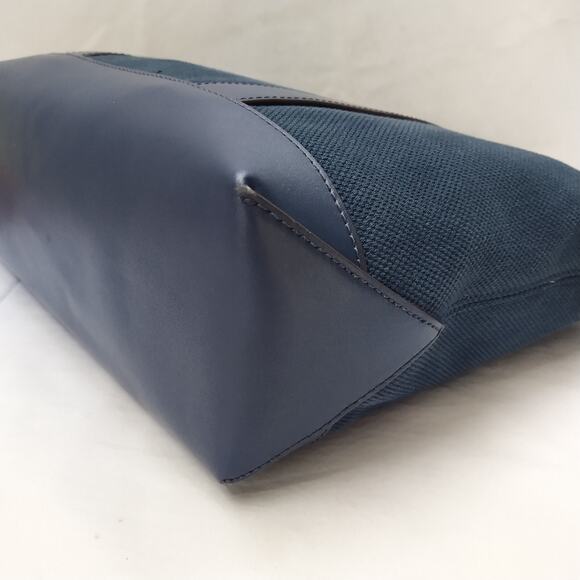 Michael Kors Navy Blue Canvas Leather Trim Double Handle Tote Shoulder Bag - Picture 16 of 16